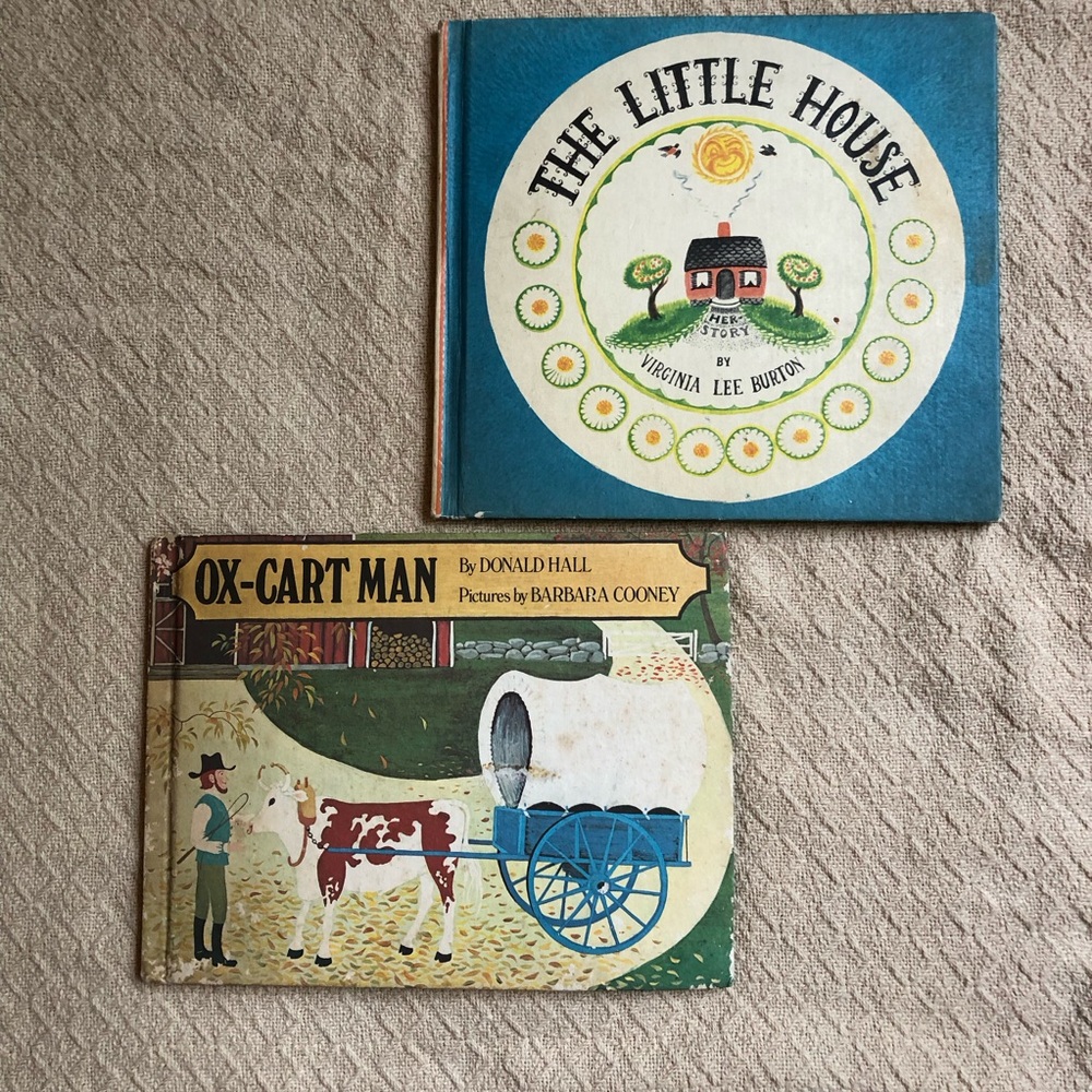 Bundle Two Vintage Classic Homestead Farm Books The Little House and Ox Cart Man